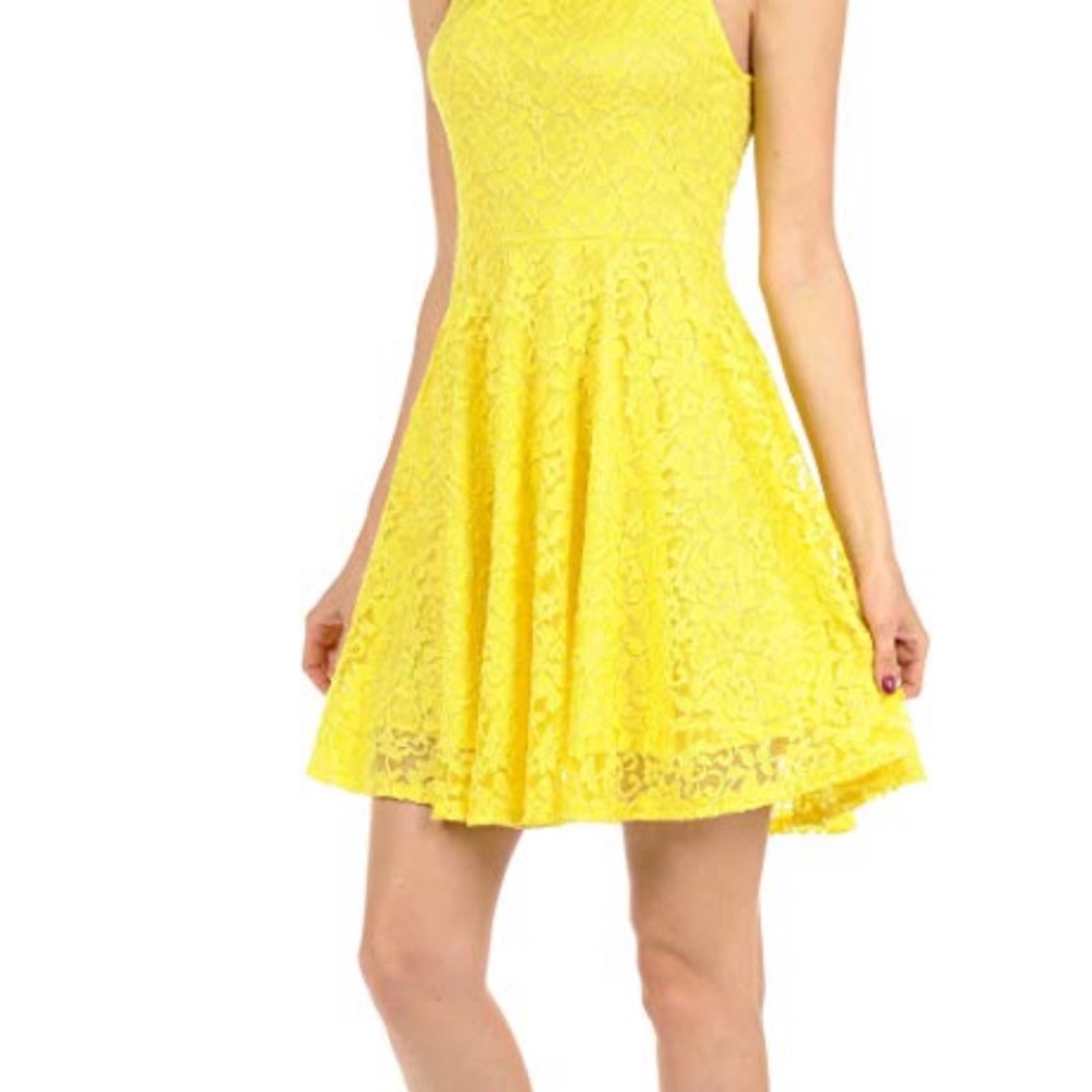 CottonOn Bright Yellow Lace Skater Dress